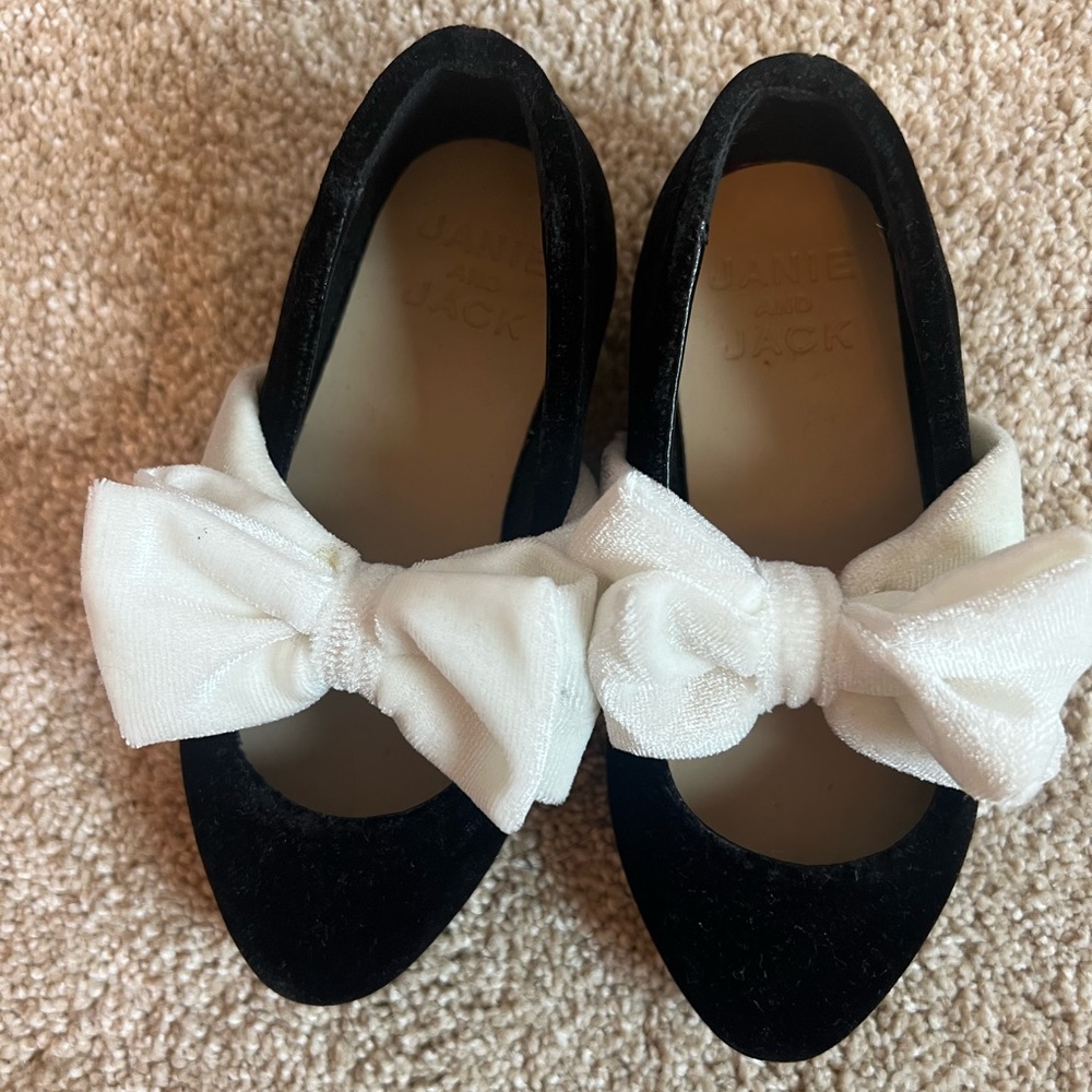 JANIE AND JACK TODDLER GIRL VELVET BOW BALLET FLATS